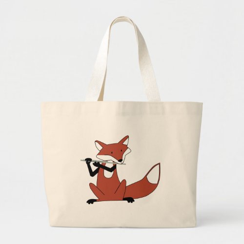 Fox Playing the Flute Large Tote Bag
