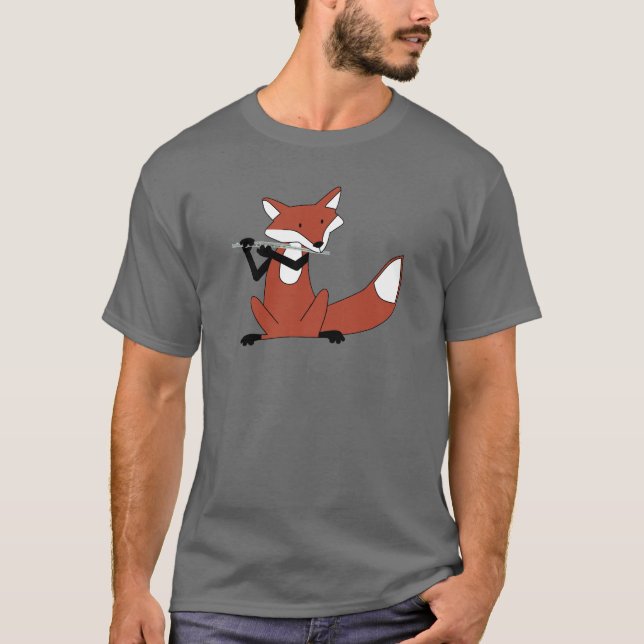 Fox Playing the Flute T-Shirt (Front)