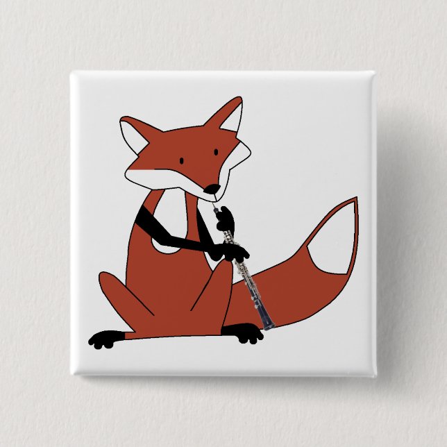 Fox Playing the Oboe Button (Front)