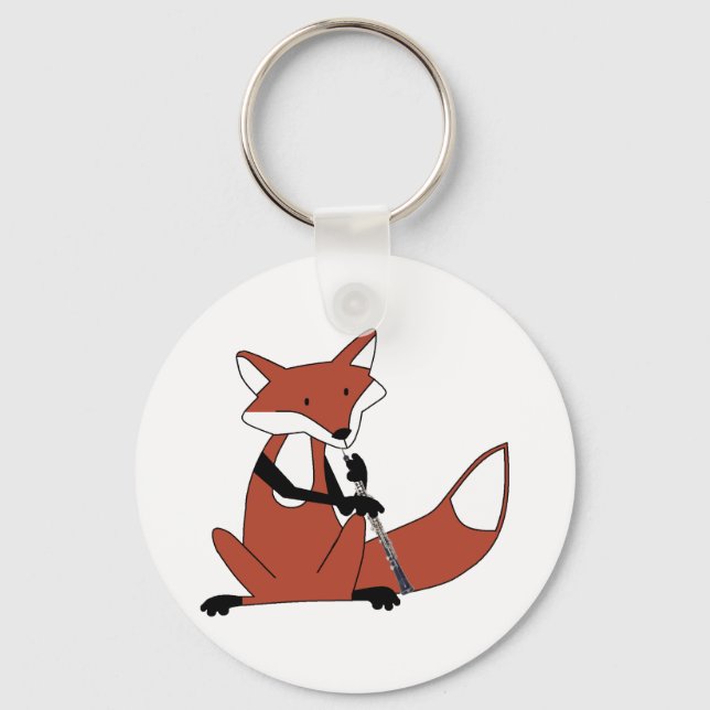 Fox Playing the Oboe Keychain (Front)