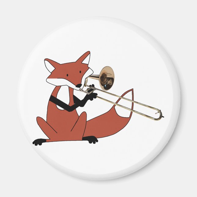Fox Playing the Trombone Magnet (Front)