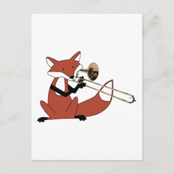 Fox Playing The Trombone Postcard by wesleyowns at Zazzle