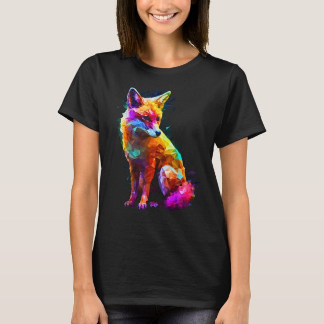 Fox Polygon Colourful  Animal  Animal Fox T-Shirt (Front)