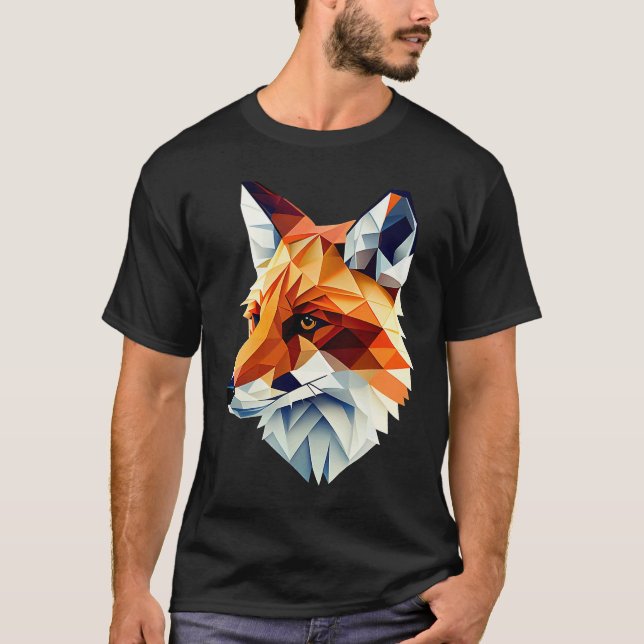 Fox Polygon Wild Animal  Wildlife Zookeeper Geomet T-Shirt (Front)