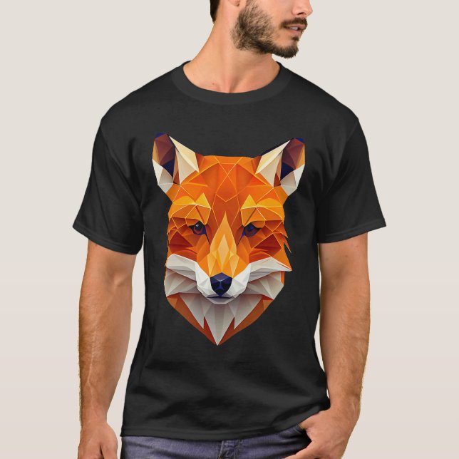 Fox Polygon Wild Animal  Wildlife Zookeeper Geomet T-Shirt (Front)