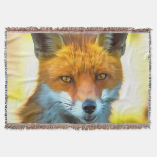 Fox Portrait Realistic Wildlife Art Throw Blanket