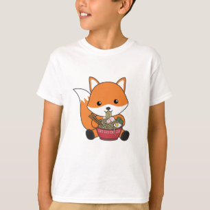 Fox Powered By Ramen Cute Kawaii Foxes T-Shirt