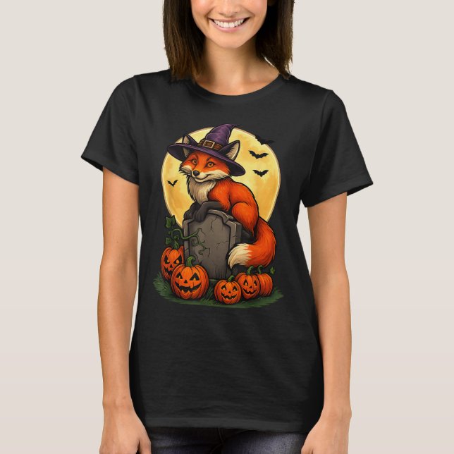 Fox Pumpkin Halloween Tees For Men Women Girls Cos (Front)