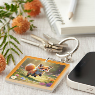 "Fox Pup's Meadow Fun" Keychain