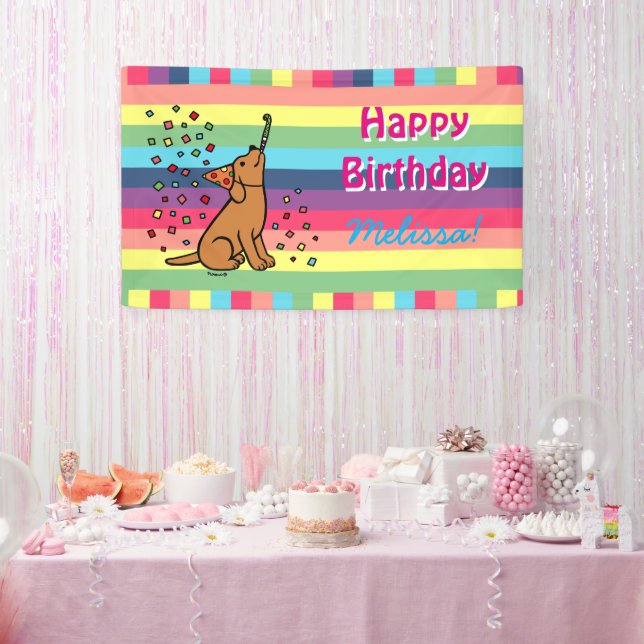 Fox Red Lab Birthday Party Confetti Horizontal Banner (Party)