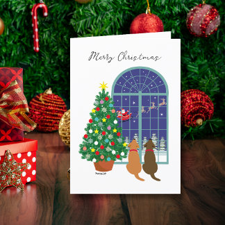 Fox Red Lab, Chocolate Lab Magical Christmas Holiday Card