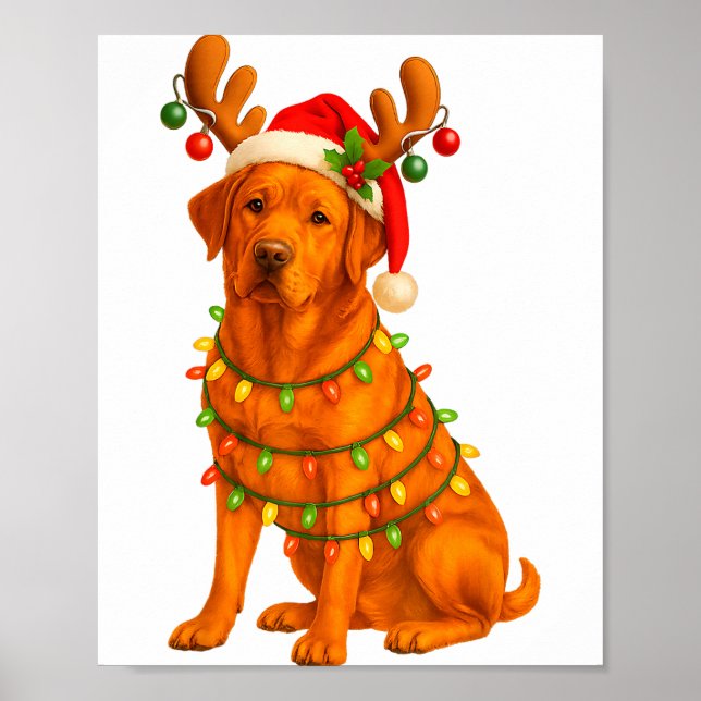 Fox Red Lab Christmas Tree Light Pajama Labrador D Poster (Front)