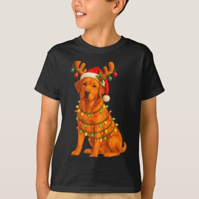 Fox Red Lab Christmas Tree Light Pajama Labrador D T-Shirt (Front)