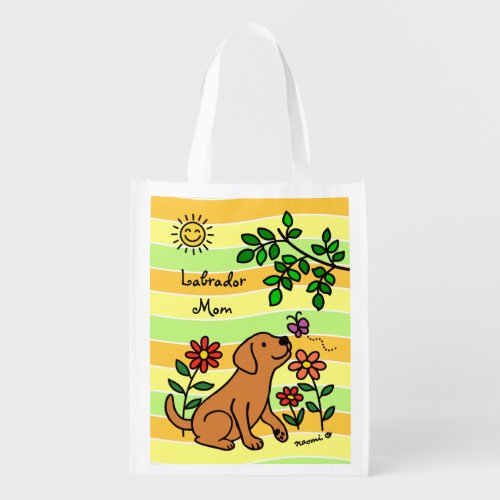 Fox Red Labrador and Green Citrus Colors Grocery Bag
