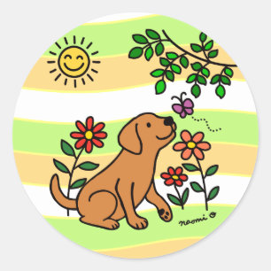 Fox Red Labrador and Green Classic Round Sticker