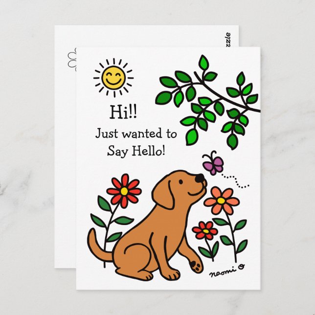 Fox Red Labrador and Green Hi Postcard (Front/Back)