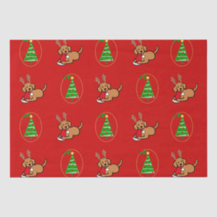 Fox Red Labrador and Santa Christmas Cartoon Tissue Paper