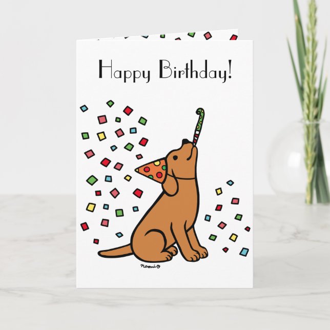 Fox Red Labrador Birthday Party Confetti Card (Front)