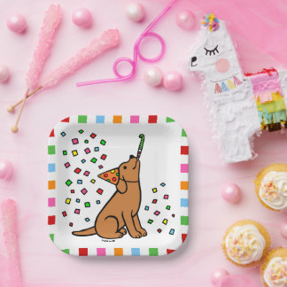 Fox Red Labrador Birthday Party Confetti Paper Plates