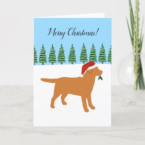 Fox Red Labrador Christmas Evergreen Santa Hat Holiday Card