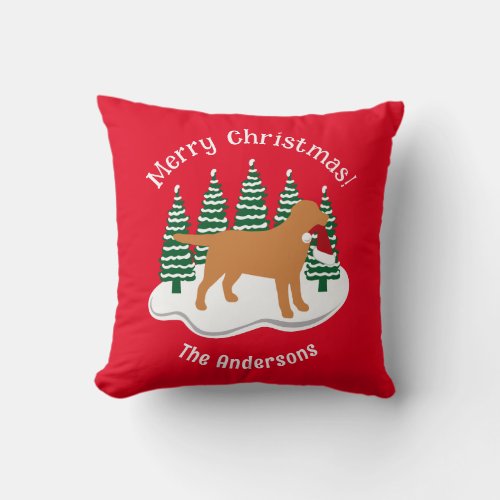 Fox Red Labrador Christmas Evergreen Throw Pillow