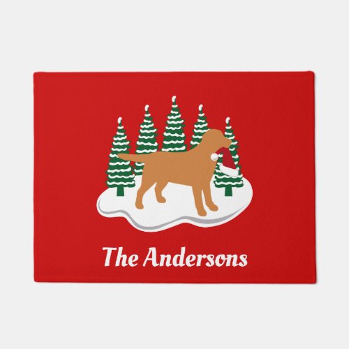 Fox Red Labrador Christmas Evergreen Trees Doormat