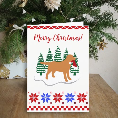 Fox Red Labrador Christmas Evergreen Trees Holiday Card