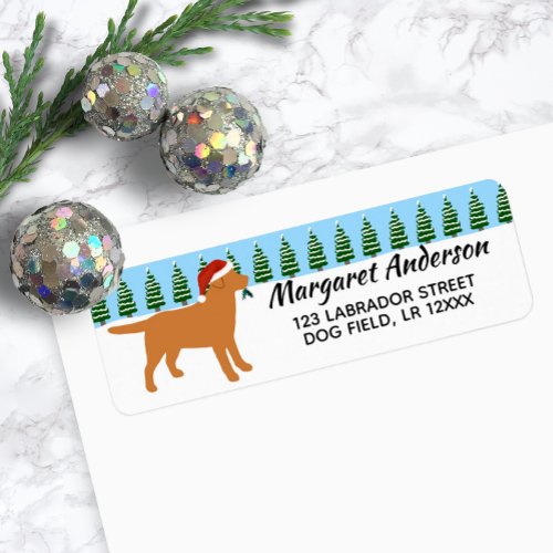 Fox Red Labrador Christmas Santa Return Address Label