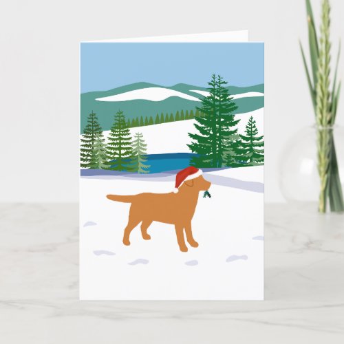 Fox Red Labrador Christmas Winter View Holiday Card