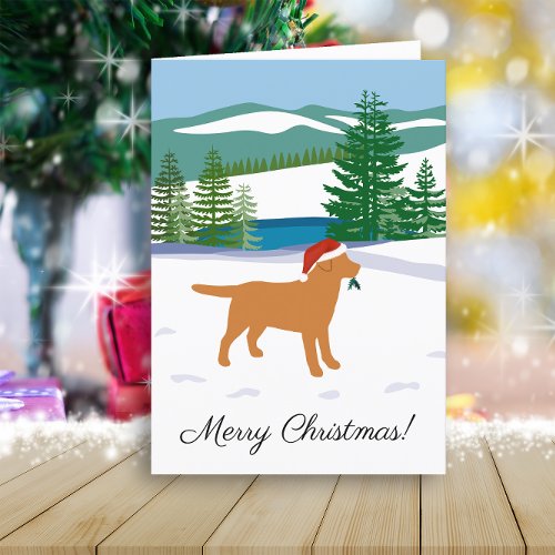 Fox Red Labrador Christmas Winter View Holiday Card