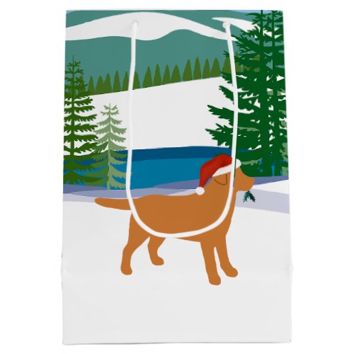 Fox Red Labrador Christmas Winter View Medium Gift Bag