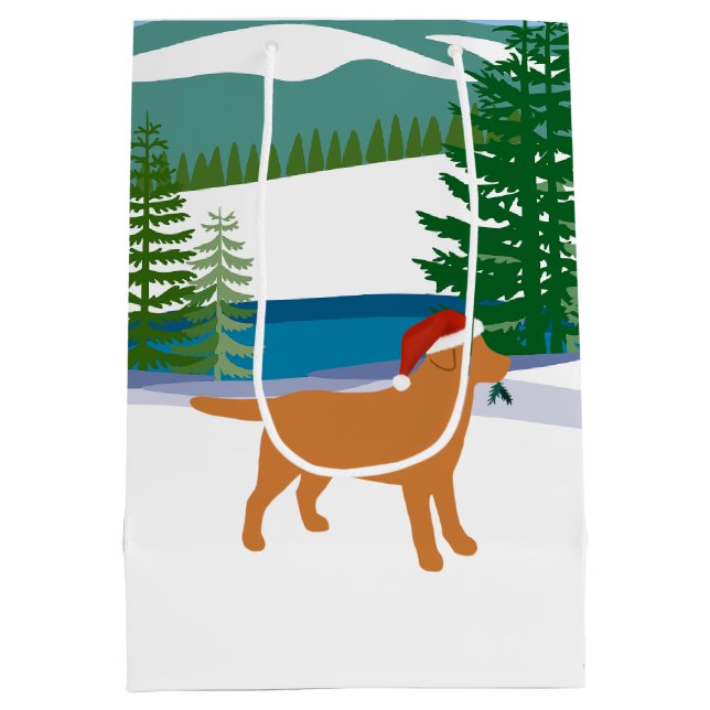 Fox Red Labrador Christmas Winter View Medium Gift Bag (Back)