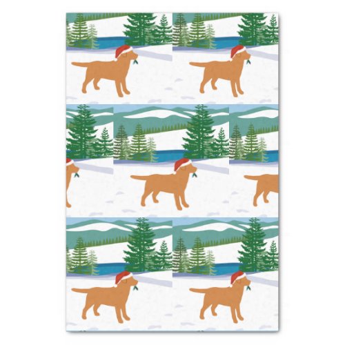 Fox Red Labrador Christmas Winter View Tissue Paper