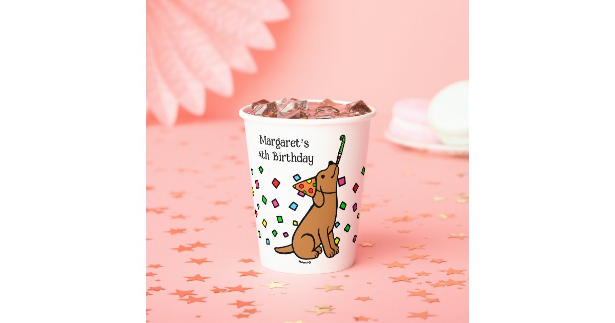 Fox Red Labrador Confetti Birthday Party Paper Cups | Zazzle