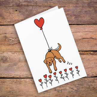 Fox Red Labrador Heart Balloon Thank You Holiday Card