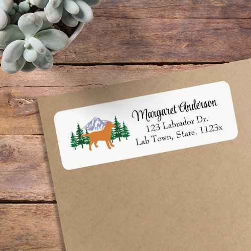 Fox Red Labrador Outline Evergreen Return Address Label