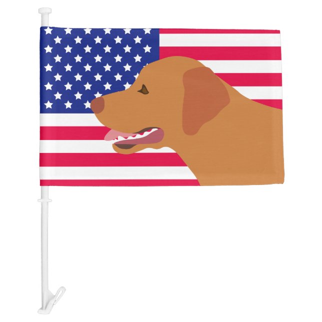 Fox Red Labrador Profile US Flag  (Front)