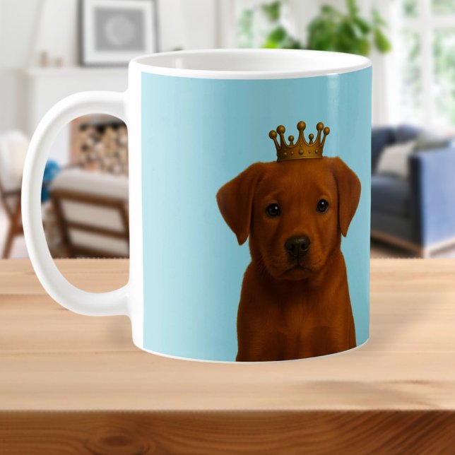 Fox Red Labrador Puppy in Gold Crown Cute Coffee Mug (Fox Red Labrador Puppy in Gold Crown Cute Coffee Mug
by Ricaso. Pup dog in a golden royal crown)
