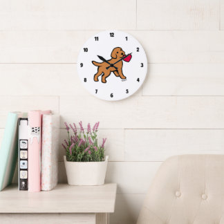 Fox Red Labrador Puppy Little Heart Large Clock
