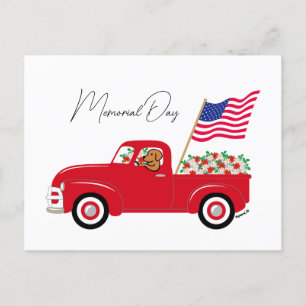 Fox Red Labrador Red Truck Memorial Day Postcard