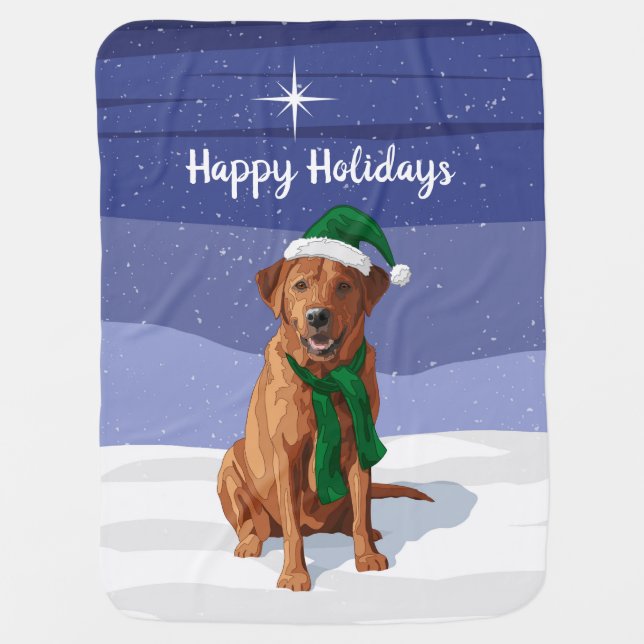 Fox Red Labrador Retriever Christmas Dog Baby Blanket (Front)