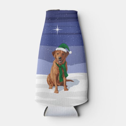 Fox Red Labrador Retriever Christmas Dog Bottle Cooler