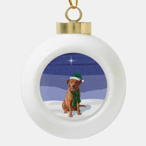 Fox Red Labrador Retriever Christmas Dog Ceramic Ball Christmas Ornament