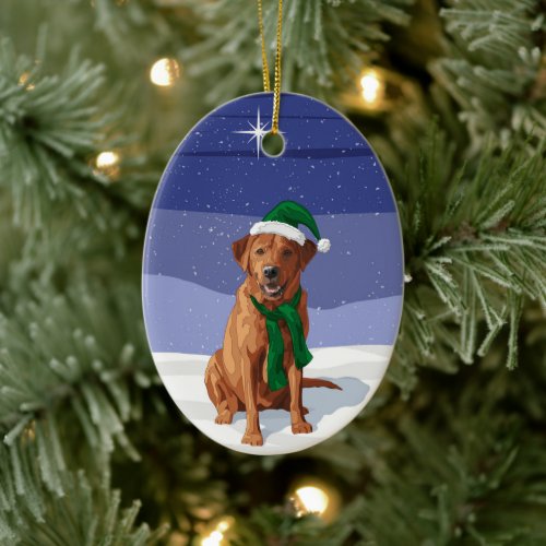 Fox Red Labrador Retriever Christmas Dog Ceramic Ornament