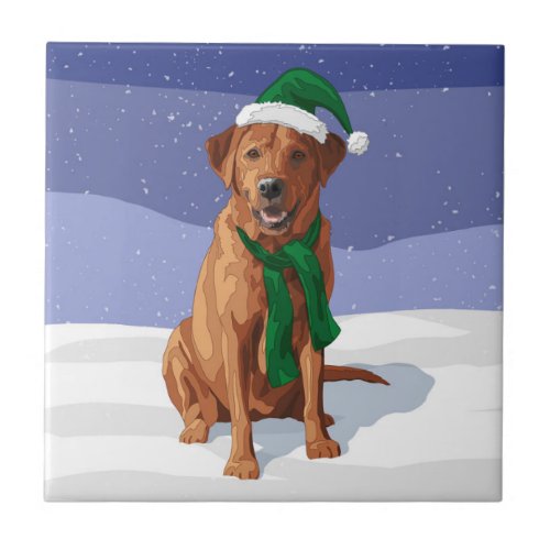 Fox Red Labrador Retriever Christmas Dog Ceramic Tile