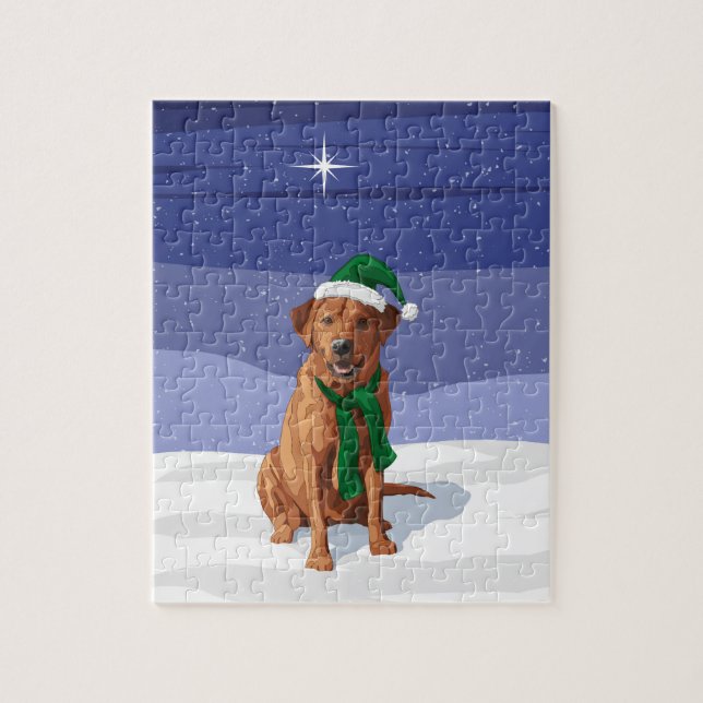 Fox Red Labrador Retriever Christmas Dog Jigsaw Puzzle (Vertical)