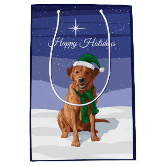Fox Red Labrador Retriever Christmas Dog Medium Gift Bag