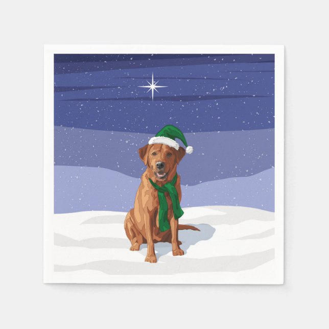 Fox Red Labrador Retriever Christmas Dog Napkins (Front)