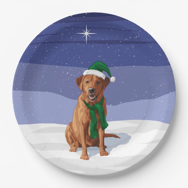 Fox Red Labrador Retriever Christmas Dog Paper Plates (Front)