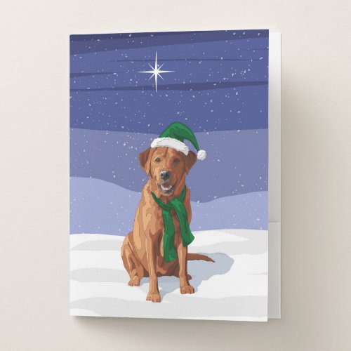 Fox Red Labrador Retriever Christmas Dog Pocket Folder